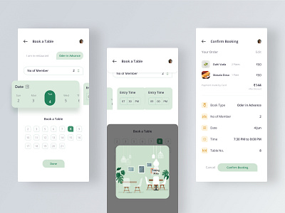 Food Restaurant App app book branding clean confirm reservation dinner food illustration ios location lunch mobile order reservation restaurant schedule sketch table website white