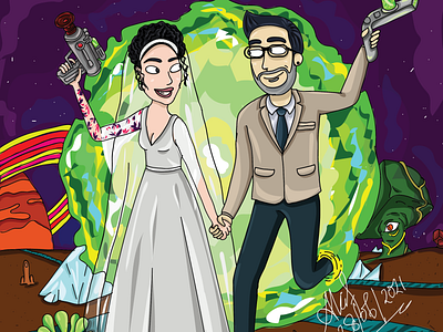 Rick & Morty Style Couple-Cartoon Illustration 2d design digital art graphic design illustration rm vector