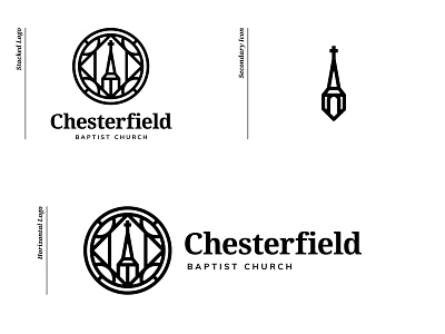 Chesterfield Baptist Church black and white branding church icon illustrator mockup moodboard sermon simple stained glass steeple typeface vector