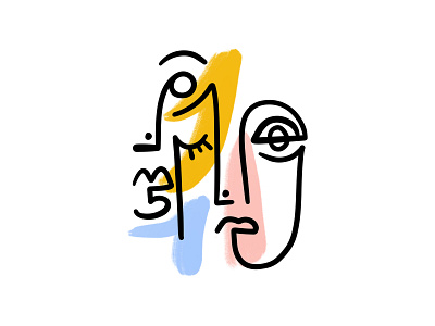 Fleeting Faces abstract drawing faces fresco illustration illustrator love one line painting procreate simple