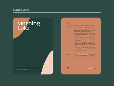 Morning Lola | Earring Cards branding card earrings icon illustration jewelry layout logo packaging simple typography vector