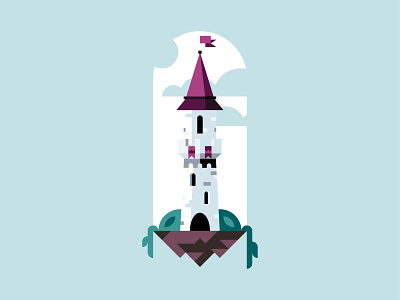 Kings & Queens of Miniature Castles branding castle floating icon illustration illustrator king kingdom knight logo medieval moss podcast queen rock simple stone tower vector