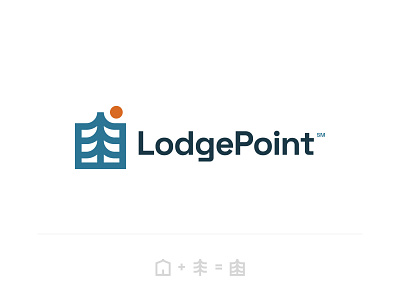 LodgePoint | Logo airbnb badge branding cabin forest hunting icon logo mark midwest outdoors pine simple tree verb wildlife woods