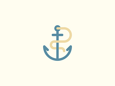 Anchored anchor beach icon nautical ocean rope sea simple vector