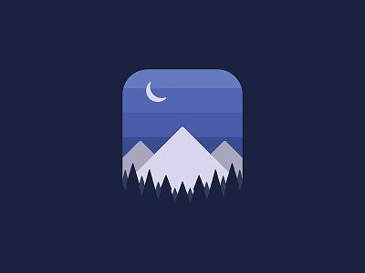 Astronomical Dawn badges camping dawn forest hiking icon illustration layers moon mountains night outdoors season simple sky sun trees vector