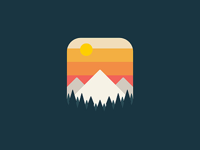 The Break of Day badge camping icon illustration illustrator morning mountains outdoors simple sky sun sunrise trees vector