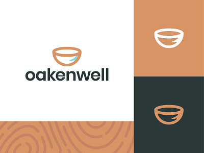 Oakenwell bowl brand branding concept handmade icon logo oak tree turquois typogaphy vector wood grain
