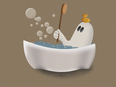 Haunted bath illustration