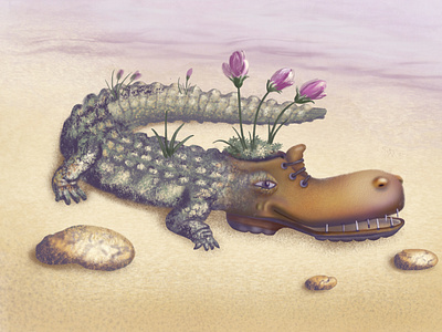 Blooming crocodile-boot