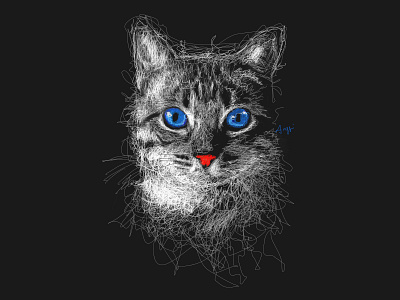 Scribble Cat Blue Eyes art blue eye cat cat art cat black cat drawing cat lover cats cketch pet digital art drawing drawing pet pen pet pet art sketch sketches sketchy