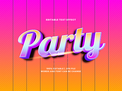 Party Text Effect 3d text alphabet editable font editable text font effect headline lettering party text effect typesetting typography