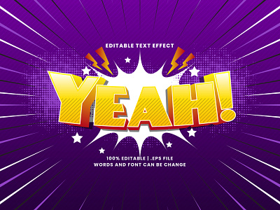 Yeah! Comic Text Effect 3d text alphabet cartoon colorful comic editable font editable text font effect halftone headline lettering pop art retro text effect typesetting typography vintage yeah