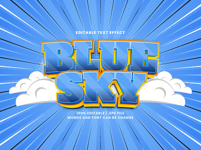 Blue Sky Text Effect 3d text alphabet blue editable font editable text font effect headline lettering sky text effect typesetting typography