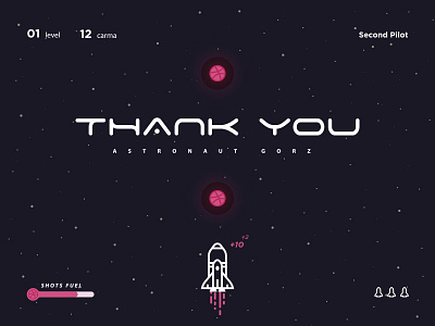 Hello universe! debut dribbble first shot game outline rocket space spaceship