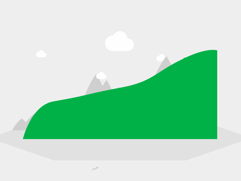 Data growup chart data flat green hill illustration