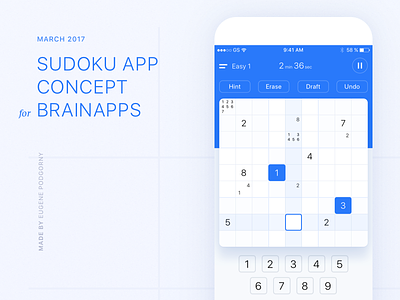 Sudoku App concept blue electric game ios iphone mobile sudoku typographic ui ux