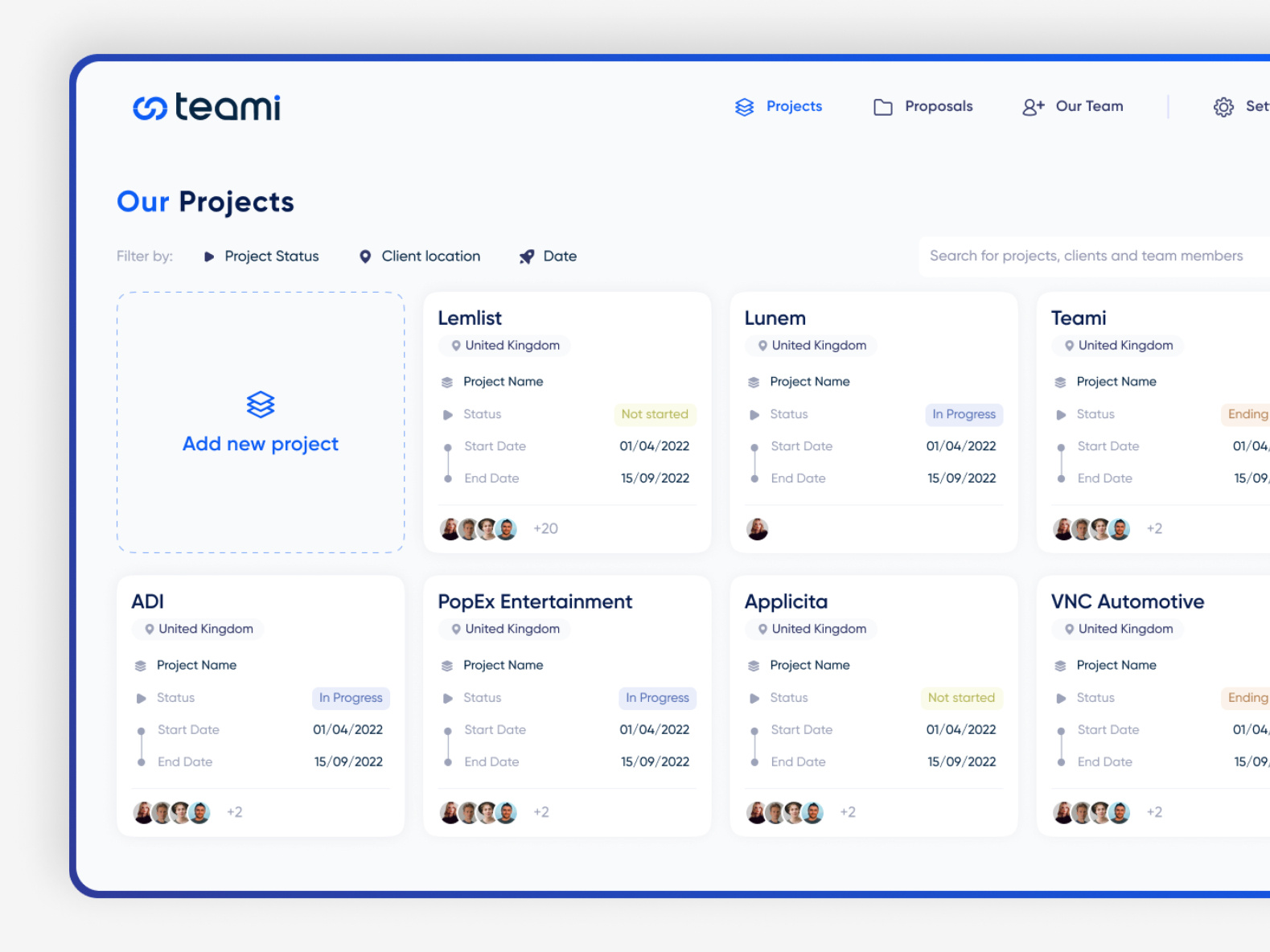 Projects screens of the Outstaffing platform by Valeria on Dribbble