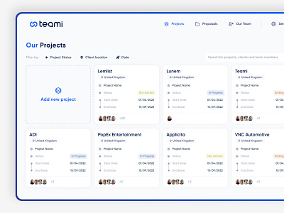 Projects screens of the Outstaffing platform app design application autsoursing branding dashboard design figma outstaffing team ui ux