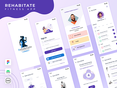 Rehabitate Fitness App design graphic design logo typography ui ux vector