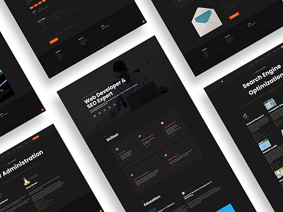 Portfolio Website Design dark theme orange and black portfolio website seo specialist web designer web developer