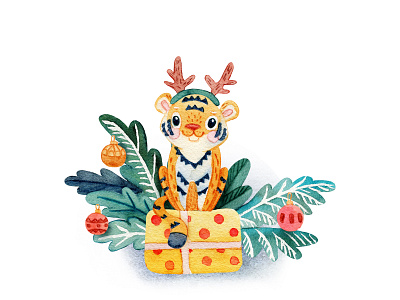 Best 2022 Gift)) 2020 card funny hand drawn illustration kids new year oriental poster tiger watercolor