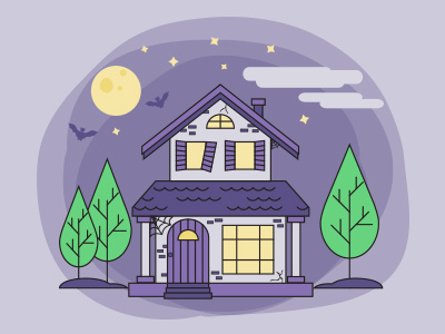 Old house halloween house illustration moon night scary