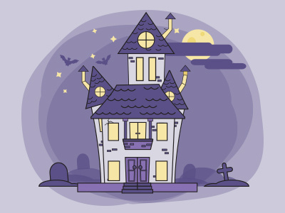 Old house halloween house illustration moon night scary