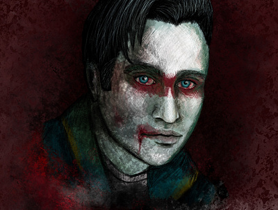 Sad boi Johnny dark drawing face gothic illustration portrait procreate sad