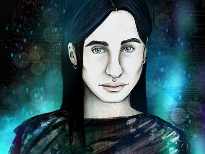 SAS dark drawing face illustration neon portrait procreate