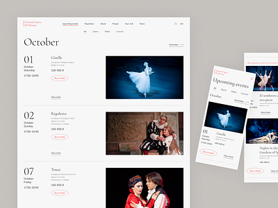National Opera and Ballet Theater of Ukraine — Upcoming events art ballet branding corporate dance design events landing logo opera photography product redesign show theatre typography ui ukraine ux visual