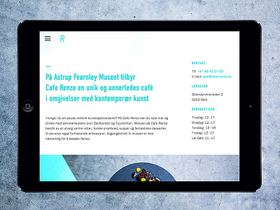 Cafe Renzo Web astrup cafe fearnley identity museum norway oslo renzo ui ux visual