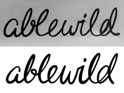 Ablewild script hand lettering logo design work in progress