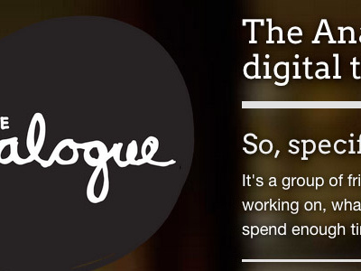 The Analogue branding event homepage logo meetup ui
