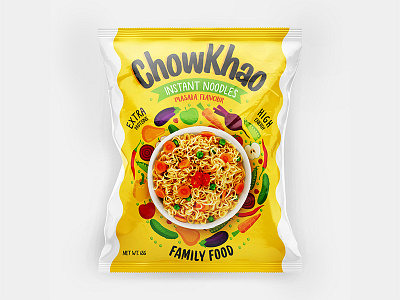Chow Chao Sketchy 3d max family food illustrator instant noodles noodles packagin design photoshop vray