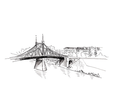 Cityscape with bridge and river. volga river