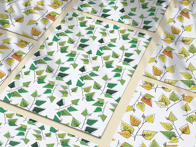 Plant patterns with birch leaves birch forest green hand drawn leaf leaves nature pattern plant