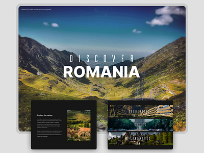 Discover Romania - Landing page 2d artwork challenge countryside design discover figma landing page logo parallax romania ui user interface ux web design