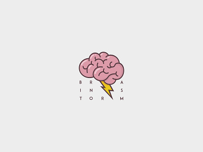 Brainstorm logo brain brainstorming flash flat design graphic design icon illustration lettering logo