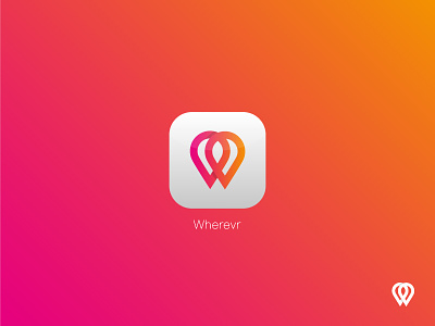 Wherevr | W+Pin app design geolocation icon ios inspiration letter logo minimal monogram pin w