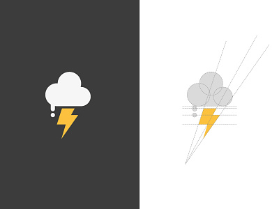 Thunderstorm cloud flash flat design icon logo minimal rain simple storm thunderstorm trademark