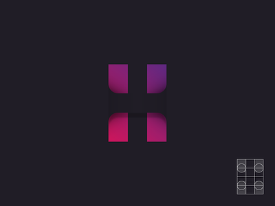 H - HIDDEN gradient h hidden letter lettermark logo logo design