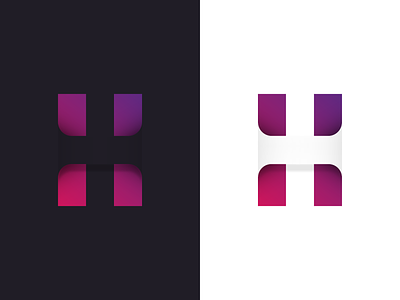 H - HIDDEN gestalt gradient h hidden hide letter lettermark logo logodesign shadows type typogaphy