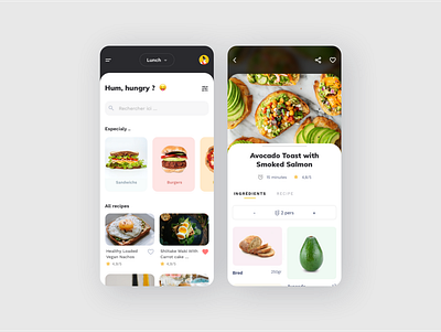Food app app application food mobile recette recipie recipies ui