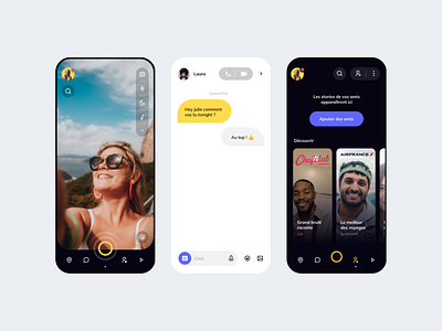 Snapchat Re Design Challenge black chat dark message mobile snap snapshat social socialmedia socialnetwork tchat ui uidesign video