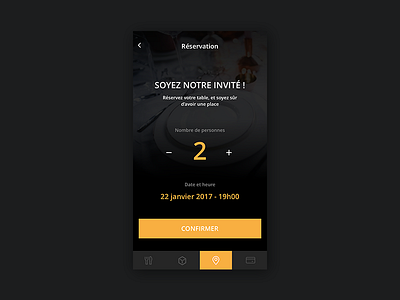 Booking app black booking restaurant ui ux