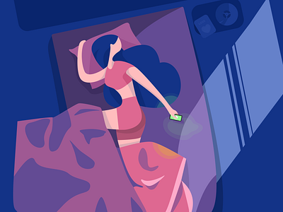 Sleeping girl app colors design illu ilustration mobile uidesign