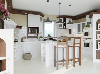 White kitchen 3d kitchen visualization white