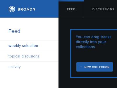 Broadn, Collections Dropdown Menu broadn dropdown homepage list menu music service