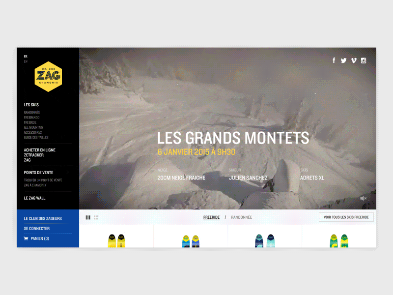 Zag Skis — Homepage animation design homepage interface ski ui ui design website