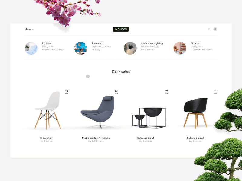 Monoqi Concept animation architecture design e-commerce ecommerce furniture interaction interface products shop transition ui design